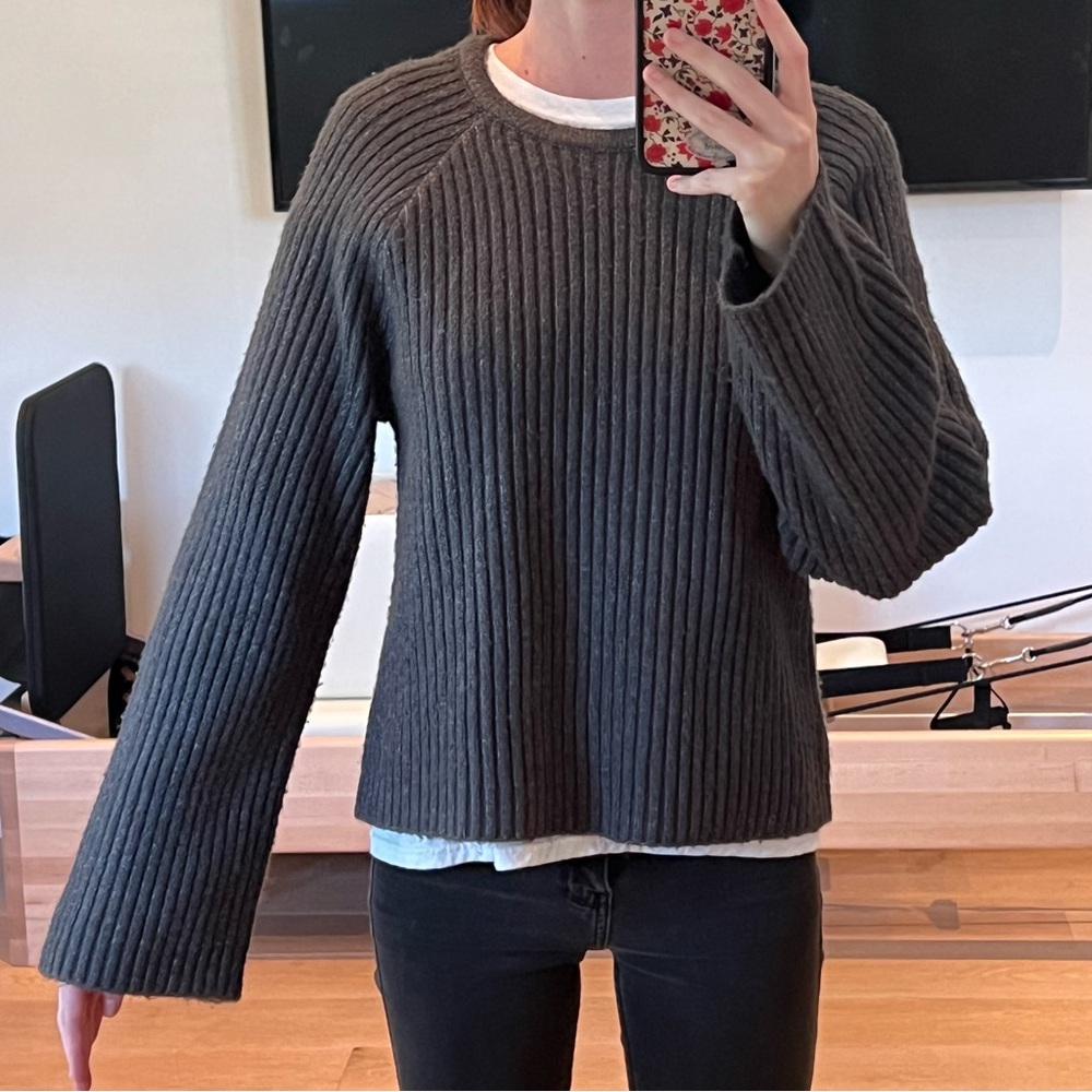 Z Supply Dark Grey Speckled Pullover Sweater Womens S